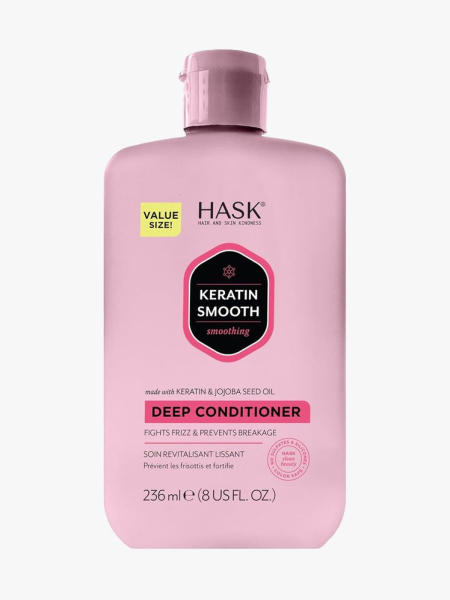 Hask Keratin Protein Smoothing Deep Conditioner in branded component on a light gray background